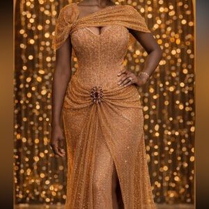 Elegant Gold Evening Gown